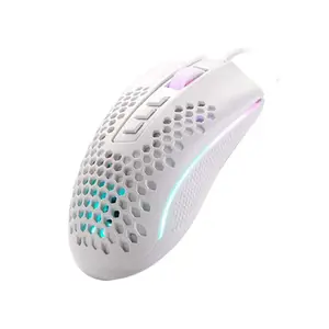 Redragon Storm M808W RGB Lightweight Gaming Mouse White Edition, 12400 DPI Optical Sensor, Honeycomb Lightweight Design, RGB Lighting Effects, Wired USB Connectivity, High-Performance Gaming Mouse