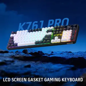 Redragon Wyvern LCD Pro K761WB RGB-PRO Tri-Mode RGB Gaming Keyboard, Wired USB-C, Bluetooth, 2.4GHz Wireless Connectivity, LCD Display, Mechanical Gaming Keyboard with Multi-Device Support