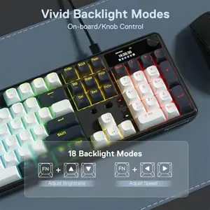 Redragon Wyvern LCD Pro K761WB RGB-PRO Tri-Mode RGB Gaming Keyboard, Wired USB-C, Bluetooth, 2.4GHz Wireless Connectivity, LCD Display, Mechanical Gaming Keyboard with Multi-Device Support