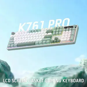 Redragon Wyvern LCD Pro K761WG RGB-PRO Tri-Mode RGB Gaming Keyboard, Wired USB-C, Bluetooth, 2.4GHz Wireless Connectivity, LCD Display, Mechanical Gaming Keyboard with Multi-Device Support