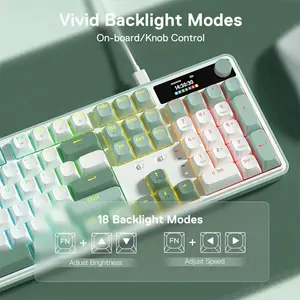 Redragon Wyvern LCD Pro K761WG RGB-PRO Tri-Mode RGB Gaming Keyboard, Wired USB-C, Bluetooth, 2.4GHz Wireless Connectivity, LCD Display, Mechanical Gaming Keyboard with Multi-Device Support