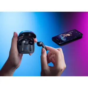 ASUS ROG Cetra True Wireless Black Gaming Earbuds, Low-Latency Wireless Audio, Active Noise Cancellation, IPX4 Water Resistance, ASUS Aura RGB