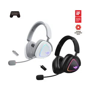ASUS ROG Delta II A701 Black Tri-Mode Wireless Gaming Headset, ROG SpeedNova 2.4GHz, 50mm Titanium Drivers, 10mm Super-Wideband Mic, Aura Sync RGB