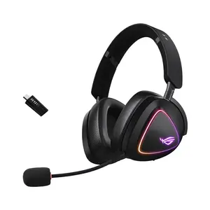 ASUS ROG Delta II A701 Black Tri-Mode Wireless Gaming Headset, ROG SpeedNova 2.4GHz, 50mm Titanium Drivers, 10mm Super-Wideband Mic, Aura Sync RGB