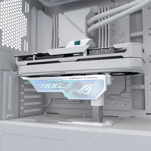 ASUS ROG Herculx XH01 White Graphics Card Holder, Adjustable GPU Support Stand, Aura Sync RGB Lighting, Tool-Free Installation, Anti-Sag Design