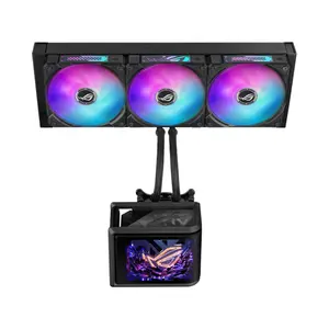 ASUS ROG Ryuo IV SLC 360 ARGB CPU Liquid Cooler, 6.67 Inch Curved AMOLED Display, 360mm Radiator, Triple MF-12C ARGB Fans