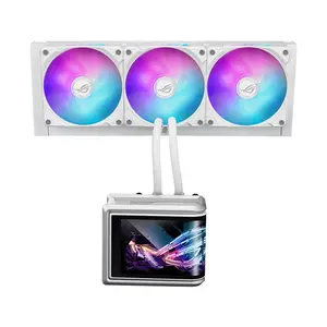 ASUS ROG Ryuo IV SLC 360 ARGB White Edition CPU Liquid Cooler, 6.67 Inch Curved AMOLED Display, 360mm Radiator, Triple MF-12C ARGB Fans