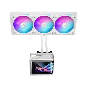 ASUS ROG Ryuo IV SLC 360 ARGB White Edition CPU Liquid Cooler, 6.67 Inch Curved AMOLED Display, 360mm Radiator, Triple MF-12C ARGB Fans