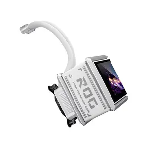 ASUS ROG Ryuo IV SLC 360 ARGB White Edition CPU Liquid Cooler, 6.67 Inch Curved AMOLED Display, 360mm Radiator, Triple MF-12C ARGB Fans