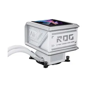 ASUS ROG Ryuo IV SLC 360 ARGB White Edition CPU Liquid Cooler, 6.67 Inch Curved AMOLED Display, 360mm Radiator, Triple MF-12C ARGB Fans
