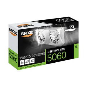 INNO3D GeForce RTX 5060 TWIN X2 OC WHITE 8GB GDDR6 Graphics Card, Dual Fan Cooling, PCIe 4.0, HDMI 2.1, DisplayPort 1.4a