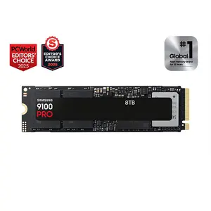 Samsung 9100 PRO 8TB PCIe Gen5 x4 NVMe M.2 2280 Internal SSD, PCIe 5.0 Interface, Ultra-High-Speed Storage Performance, Massive Capacity, Professional Gaming and Workstation Solid State Drive