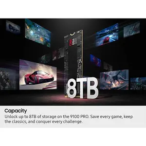 Samsung 9100 PRO 8TB PCIe Gen5 x4 NVMe M.2 2280 Internal SSD, PCIe 5.0 Interface, Ultra-High-Speed Storage Performance, Massive Capacity, Professional Gaming and Workstation Solid State Drive