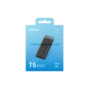 Samsung Portable SSD T5 EVO 2TB Black External SSD, USB 3.2 Gen 1 5Gbps, Up to 460MB/s Read & Write, AES 256-Bit Hardware Encryption, 2-Meter Drop Resistance, Compact Metal & Rubber Design, USB-C, MU-PH2T0S/AM