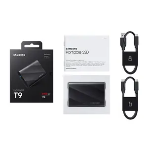 Samsung Portable SSD T9 1TB Black External SSD, USB 3.2 Gen 2x2 20Gbps, Up to 2000MB/s Read & 1950MB/s Write, AES 256-Bit Encryption, MU-PG1T0B/AM