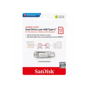 SanDisk Ultra Dual Drive Luxe USB Type-C OTG Flash Drive, All-Metal USB Type-C & USB Type-A Dual Connector, USB 3.2 Gen 1, Up to 150MB/s Read Speed, Premium Portable Storage