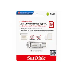 SanDisk Ultra Dual Drive Luxe USB Type-C OTG Flash Drive, All-Metal USB Type-C & USB Type-A Dual Connector, USB 3.2 Gen 1, Up to 150MB/s Read Speed, Premium Portable Storage
