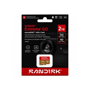 SanDisk Extreme Go microSD UHS-I Memory Card, Up to 2TB Capacity, Up to 240MB/s Read & 160MB/s Write Speed, U3 V30, microSDXC & High-Durability Storage