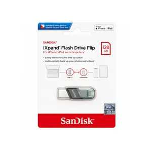 SanDisk iXpand Flash Drive Flip for iPhone & iPad, Lightning & USB Type-A Dual Connector, USB 3.1 Gen 1, Automatic Photo Backup, Portable USB Storage