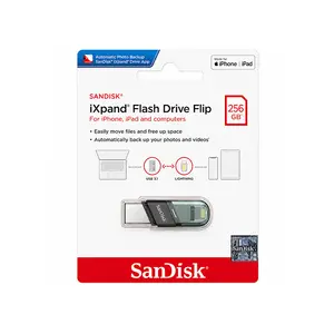 SanDisk iXpand Flash Drive Flip for iPhone & iPad, Lightning & USB Type-A Dual Connector, USB 3.1 Gen 1, Automatic Photo Backup, Portable USB Storage