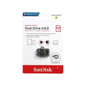 SanDisk Ultra Dual Drive m3.0 USB 3.0 OTG Flash Drive, USB Type-A & Micro-USB Dual Connector, Up to 150MB/s Read Speed, Android Smartphone USB Drive