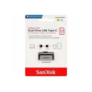 SanDisk Ultra Dual Drive USB Type-C SDDDC2 USB 3.1 Gen 1 Flash Drive, Up to 256GB Capacity, Up to 150MB/s Read Speed, Dual USB-C & USB-A Connectors, OTG Support & Retractable Design