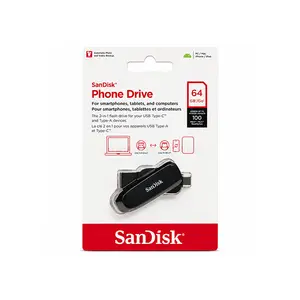 SanDisk Phone Drive for Android SDDDC6 USB 3.2 Gen 1 Dual USB-C & USB-A Flash Drive, Up to 512GB Capacity, Up to 100MB/s Read Speed, OTG Support & SanDisk App Backup