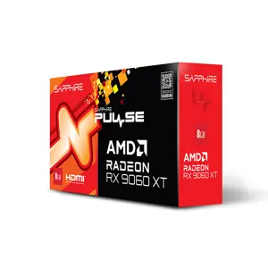 SAPPHIRE PULSE Radeon RX 9060 XT OC 8GB Graphics Card, 8GB GDDR6 Memory, 3290MHz Boost Clock, Factory Overclocked Performance, Dual Fan Cooling Design, RDNA 4 Gaming GPU