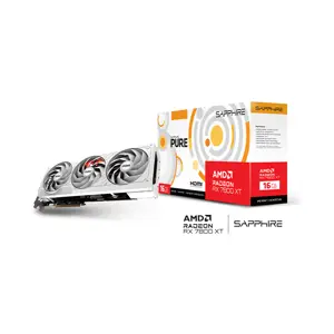 SAPPHIRE PURE Radeon RX 7800 XT Graphics Card, 16GB GDDR6 Memory, 2475MHz Boost Clock, Triple Fan Cooling System, White Edition RDNA 3 High-Performance 1440p Gaming GPU