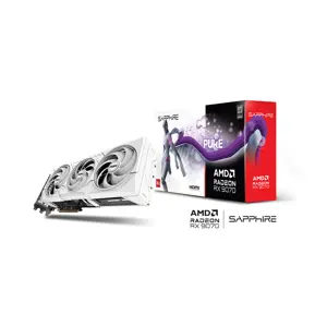 SAPPHIRE PURE Radeon RX 9070 Graphics Card, 16GB GDDR6 Memory, 2700MHz Boost Clock, Triple Fan Cooling System, White Edition RDNA 4 Gaming GPU