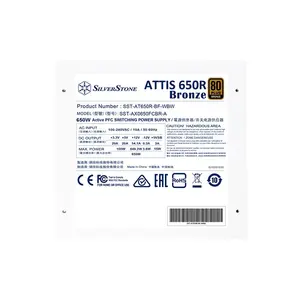 SilverStone ATTIS 650R Bronze 650W Power Supply, 80 PLUS Bronze Certified Efficiency, ATX 3.1 and PCIe 5.1 Ready, 120mm Silent Cooling Fan, Reliable Gaming PSU White