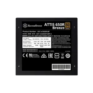 SilverStone ATTIS 650R Bronze 650W Power Supply, 80 PLUS Bronze Certified Efficiency, ATX 3.1 and PCIe 5.1 Ready, 120mm Silent Cooling Fan, Reliable Gaming PSU Black