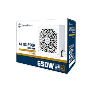 SilverStone ATTIS 650R Bronze 650W Power Supply, 80 PLUS Bronze Certified Efficiency, ATX 3.1 and PCIe 5.1 Ready, 120mm Silent Cooling Fan, Reliable Gaming PSU White