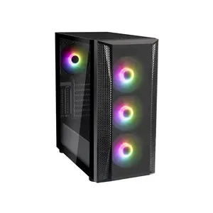 SilverStone SST-FAB1B-PRO-V2 FARA B1 PRO V2 Mid Tower Gaming Case, Tempered Glass Side Panel, Pre-Installed ARGB Fans, ATX Motherboard Support, High Airflow Design PC Chassis Black