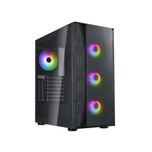 SilverStone SST-FAB1B-PRO-V2 FARA B1 PRO V2 Mid Tower Gaming Case, Tempered Glass Side Panel, Pre-Installed ARGB Fans, ATX Motherboard Support, High Airflow Design PC Chassis Black