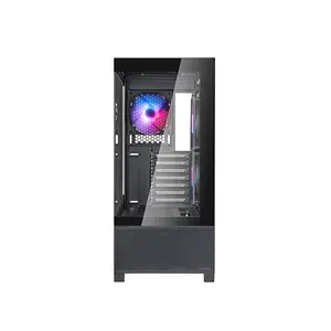 SilverStone SST-LD05 Lucid 05 Mid Tower Gaming Case, 270° Panoramic Tempered Glass Design, Pre-Installed ARGB Fans, ATX Motherboard Support, Modern Showcase High-Airflow PC Chassis Black