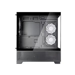 SilverStone SST-LD05 Lucid 05 Mid Tower Gaming Case, 270° Panoramic Tempered Glass Design, Pre-Installed ARGB Fans, ATX Motherboard Support, Modern Showcase High-Airflow PC Chassis Black