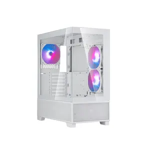 SilverStone SST-LD05W Lucid 05 Mid Tower Gaming Case, 270° Panoramic Tempered Glass Design, Pre-Installed ARGB Fans, ATX Motherboard Support, Modern Showcase PC Chassis White
