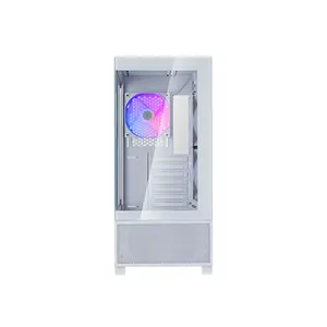 SilverStone SST-LD05W Lucid 05 Mid Tower Gaming Case, 270° Panoramic Tempered Glass Design, Pre-Installed ARGB Fans, ATX Motherboard Support, Modern Showcase PC Chassis White