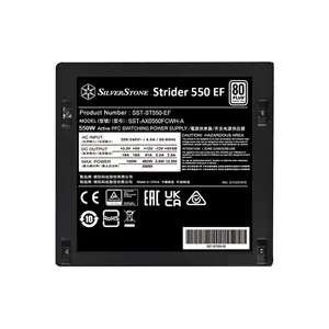 SilverStone Strider 550 EF 550W Power Supply, 80 PLUS Certified Efficiency, Single +12V Rail Design, ATX Form Factor, 120mm Silent Cooling Fan, Reliable Desktop PSU Black
