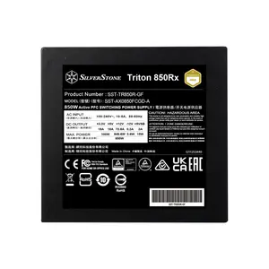 SilverStone Triton 850Rx 850W Power Supply, Cybenetics Gold Certified Efficiency, ATX 3.1 and PCIe 5.1 Ready, Non-Modular Design, 120mm Silent Cooling Fan, High-Performance Gaming PSU
