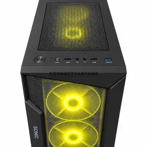 Sonic R28 Black ATX ARGB Gaming Case, 3x 120mm ARGB Fans, Tempered Glass Side Panel, ATX / Micro-ATX / Mini-ITX Motherboard Support, Mid-Tower Gaming Chassis