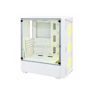 Sonic R28 White ATX ARGB Gaming Case, 3x 120mm ARGB Fans, Tempered Glass Side Panel, ATX / Micro-ATX / Mini-ITX Motherboard Support, Mid-Tower Gaming Chassis