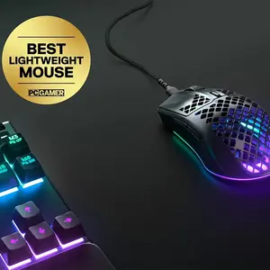 SteelSeries Aerox 3 Onyx Wired Gaming Mouse Black Edition, Ultra-Lightweight Honeycomb Shell Design, High-Precision Optical Sensor, Wired Esports Gaming Mouse