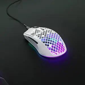 SteelSeries Aerox 3 Onyx Wired Gaming Mouse White Edition, Ultra-Lightweight Honeycomb Shell Design, High-Precision Optical Sensor, Wired Esports Gaming Mouse