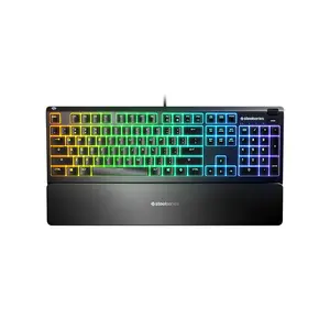 SteelSeries Apex 3 Full-Size Gaming Keyboard, Whisper-Quiet Switches, Full-Size Layout Design, RGB Gaming Backlighting, Durable Gaming Keyboard