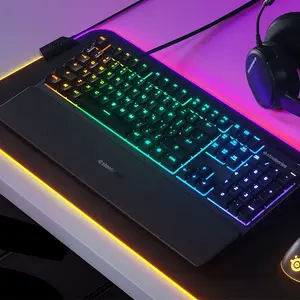 SteelSeries Apex 3 Full-Size Gaming Keyboard, Whisper-Quiet Switches, Full-Size Layout Design, RGB Gaming Backlighting, Durable Gaming Keyboard
