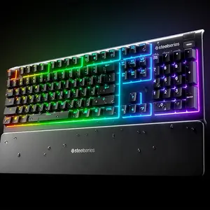 SteelSeries Apex 3 Full-Size Gaming Keyboard, Whisper-Quiet Switches, Full-Size Layout Design, RGB Gaming Backlighting, Durable Gaming Keyboard