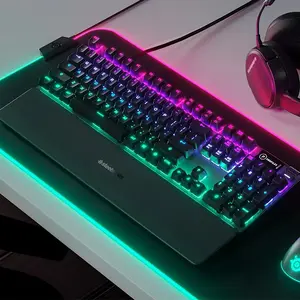 SteelSeries Apex 5 Hybrid Mechanical Gaming Keyboard, Blue Hybrid Mechanical Switches, Full-Size Layout Design, RGB Backlighting Effects, Premium Gaming Keyboard