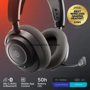 SteelSeries Arctis Nova 7 Wireless Gen 2 Black Gaming Headset for PC, 2.4GHz + Bluetooth, 50+ Hour Battery, Neodymium Drivers, 360° Spatial Audio, Noise-Rejecting Mic, USB-C & ChatMix SteelSeries